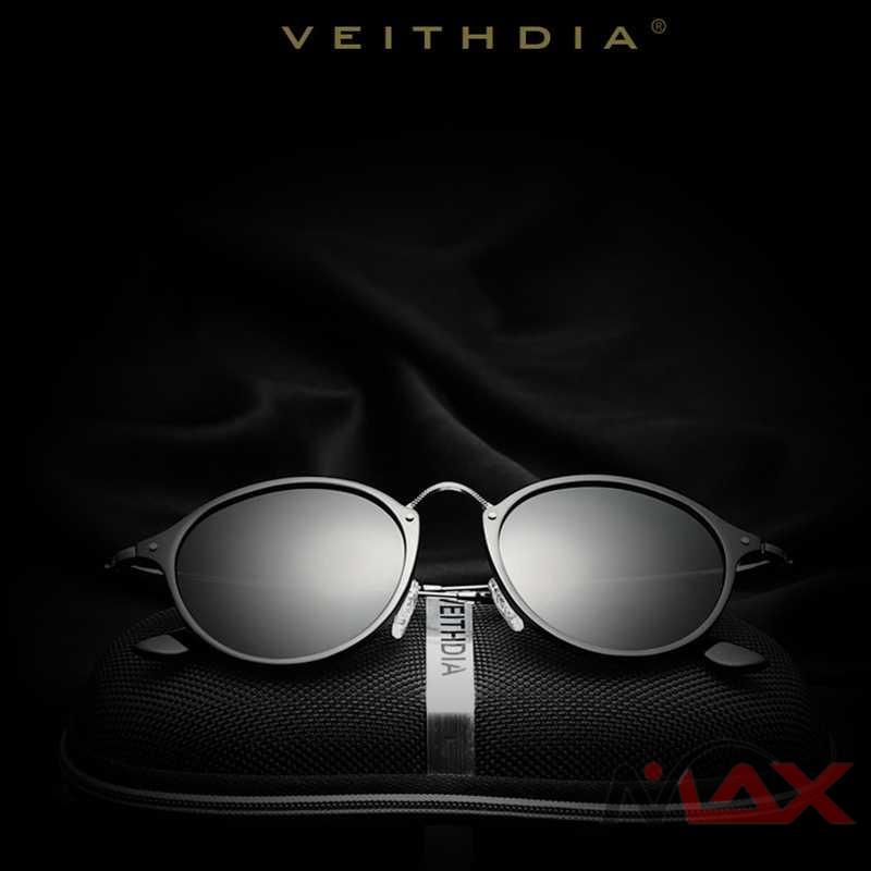 Veithdia Original Kacamata Hitam Pria Wanita UV Polarized Korea fashion Model Cat Eye Bundar VEITHDIA Brand Fashion Unisex Sun Glasses Polarized Coating Mirror Driving Sunglasses Round Male Eyewear For Men/Women 6358