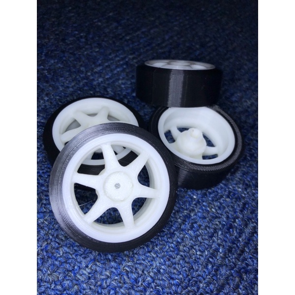 velg & ban drift WPL D12 model compomotive 6 spokes 3D printed