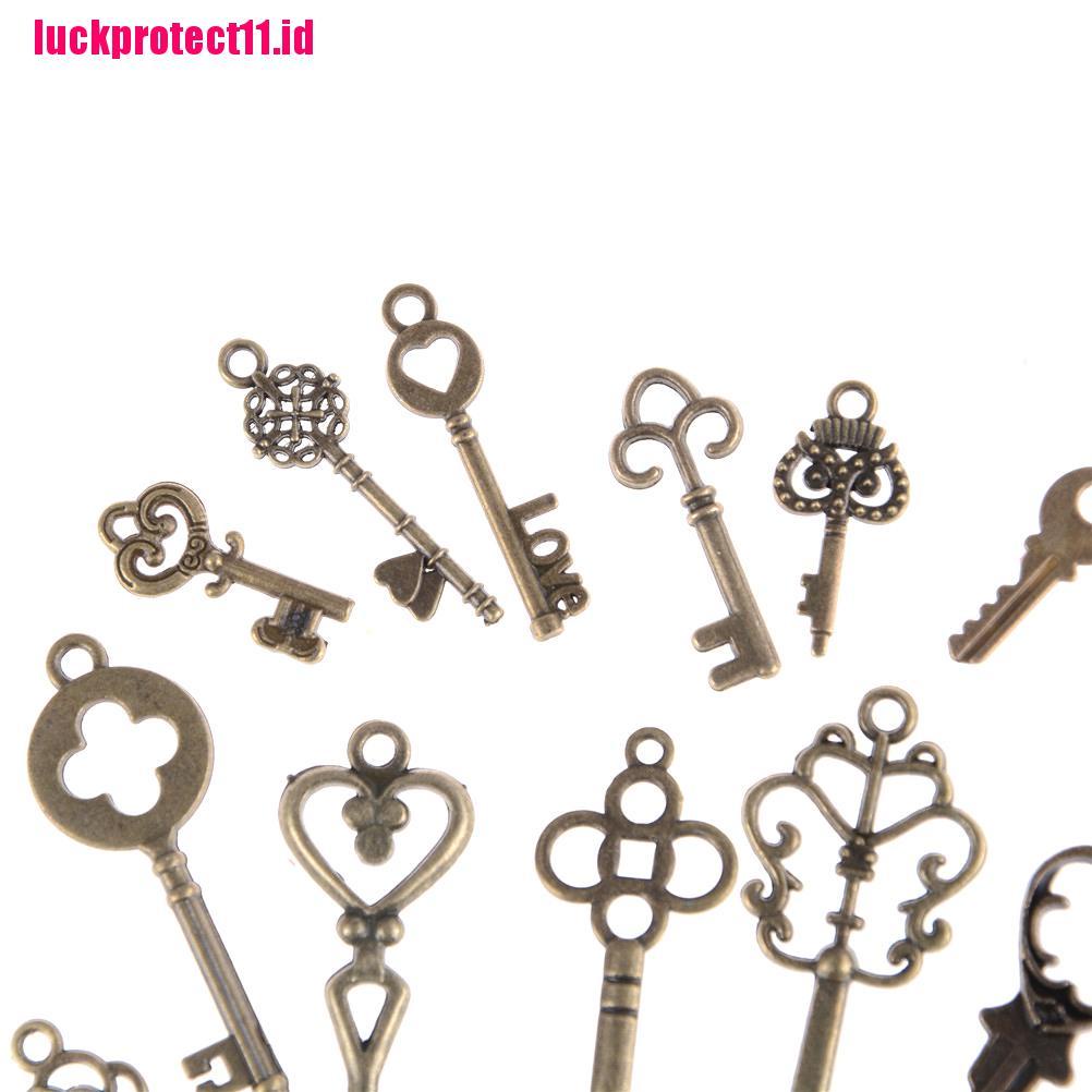 (LUCK) 13pcs Liontin Bentuk Kunci Antik Vintage Charms