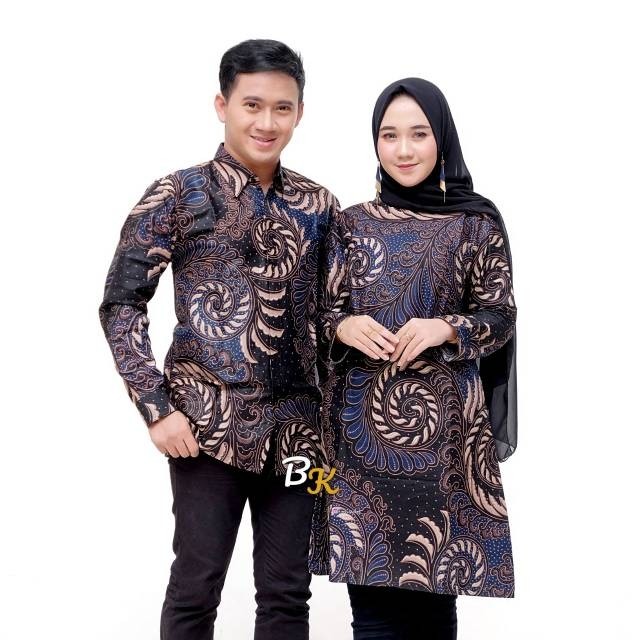 Couple Tunik Batik Print Lengan Panjang Dan Pendek Cowok