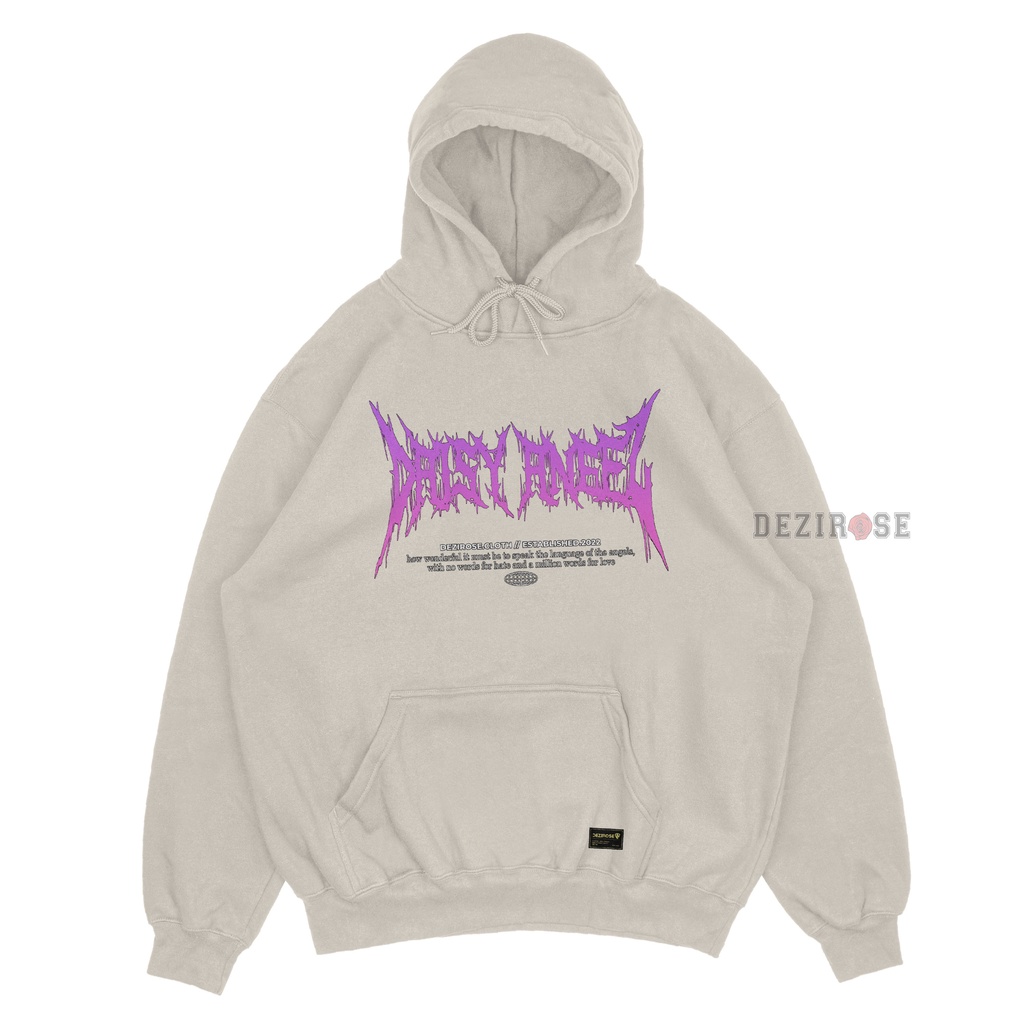 DEZIROSE Sweater Hoodie Metal Font Daisy Angel Pria &amp; Wanita Distro Fleece Tebal Premium Size M-XXL