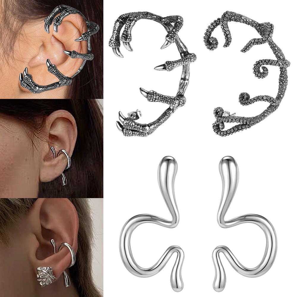 Anting Tusuk Model Tentakel Gurita Bahan Stainless Steel Gaya Gothic Punk Untuk Wanita