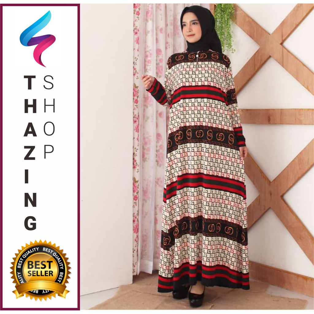 Baju Muslim Fashion Muslim Gamis Syari Gamis Kondangan  Gamis Jersey Korea Gamis Busui Jumbo 4L 7206