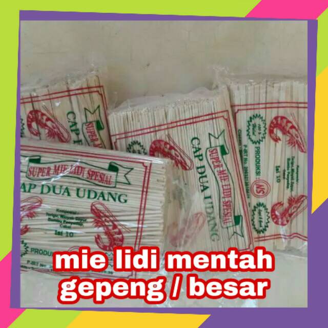 Mie lidi mentah gepeng / besar cap 2 udang, isi 2 pcs