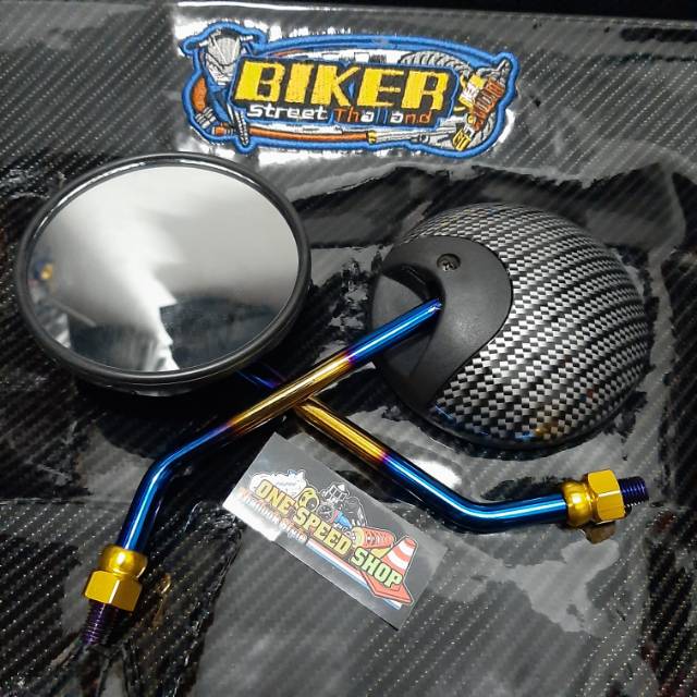 Spion Carbon Karbon Two Tone Kaca Bulat Variasi Motor Honda Scoopy vario beat