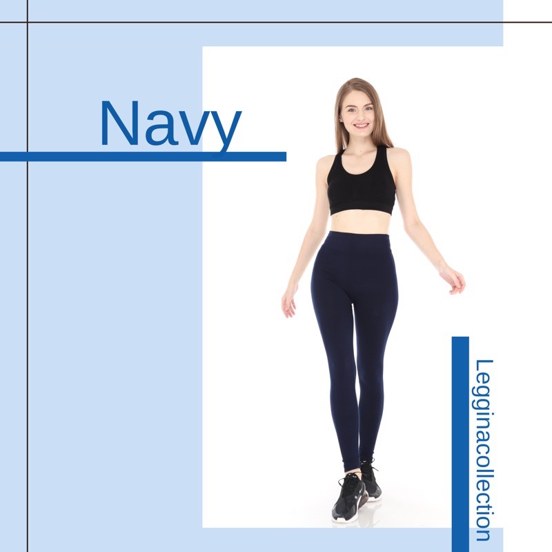 Legging Import PREMIUM Fit to XXL | Celana Legging Wanita Polos Panjang Tebal Warna Navy