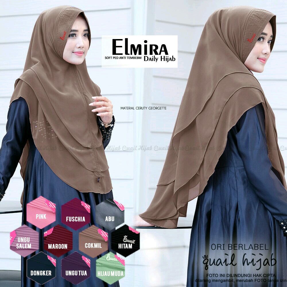 PROMO QUAIL | Elmira Hijab | JILBAB KHIMAR SYARI INSTANT BERGO PET ANTEM KERUDUNG by Quail Hijab