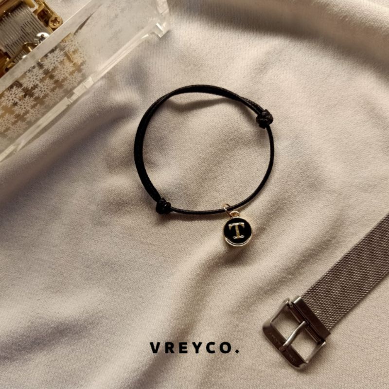 [INISIAL] MODEL A GELANG TALI INISIAL EPOXY COUPLE PASANGAN HITAM-1