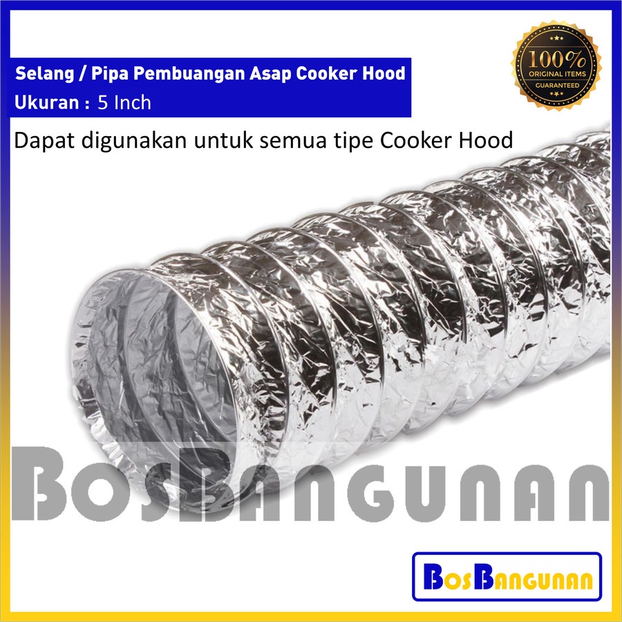 Alumunium Flexible Ducting 5 Inch Pipa Angin Cooker Hood Exhaust Dapur / Saluran Pembuangan Udara / 