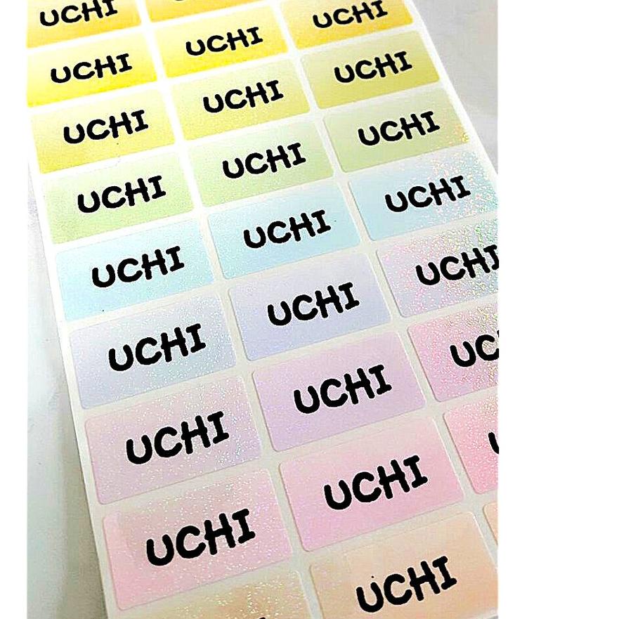 

(KD-713)-Label nama anti air stiker waterproof Polos Pastel Glitter-New Product