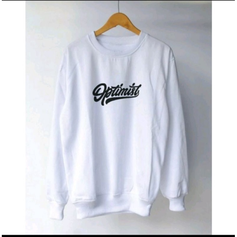 sweater tanpa kupluk pria xxl OPTIMIS  4 warna putih crewneck oversize murah berkualitas
