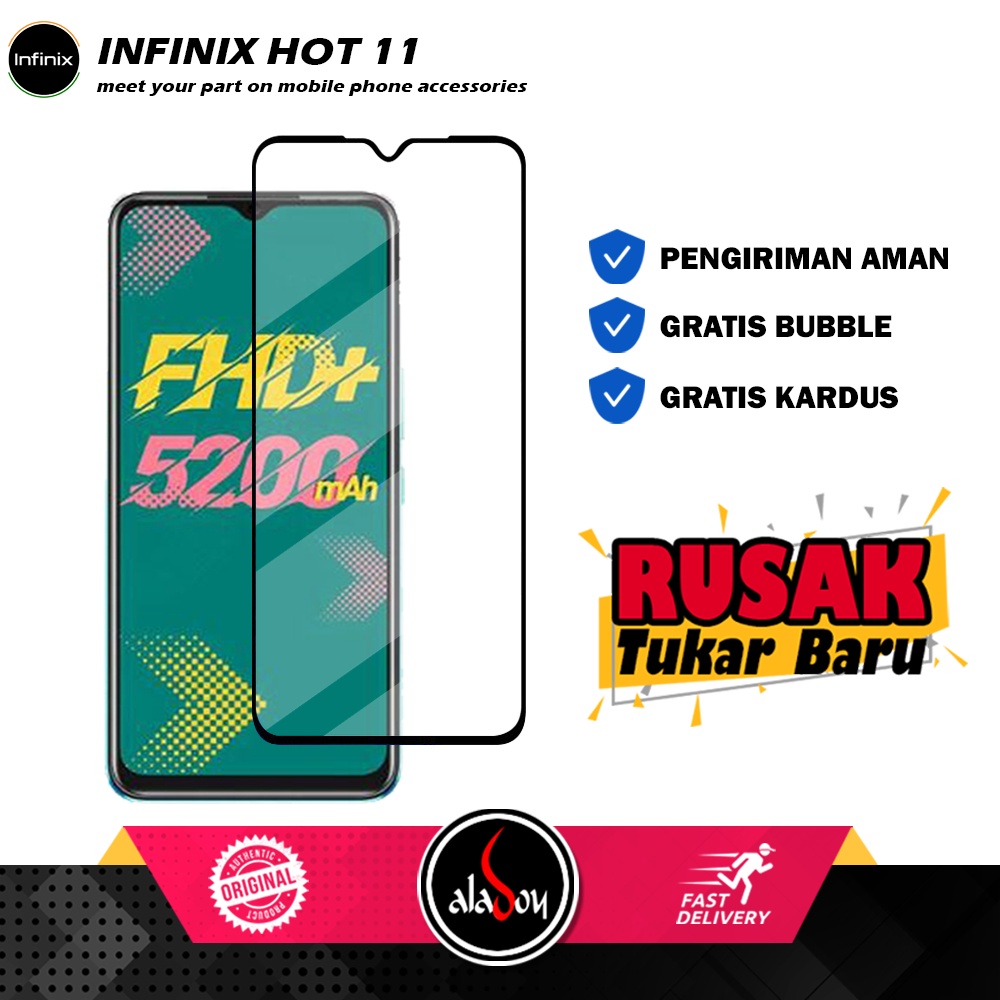 Case Infinix Hot 11 Armor Fushion Transparent Casing + Tempered Glass Full Layar dan Skin Carbon