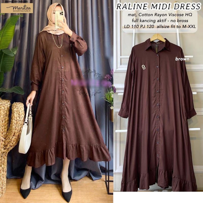 dress midi raline/dress kekinian/korean style/dress terbaru//maxi dress jumbo/baju wanita termurah/d