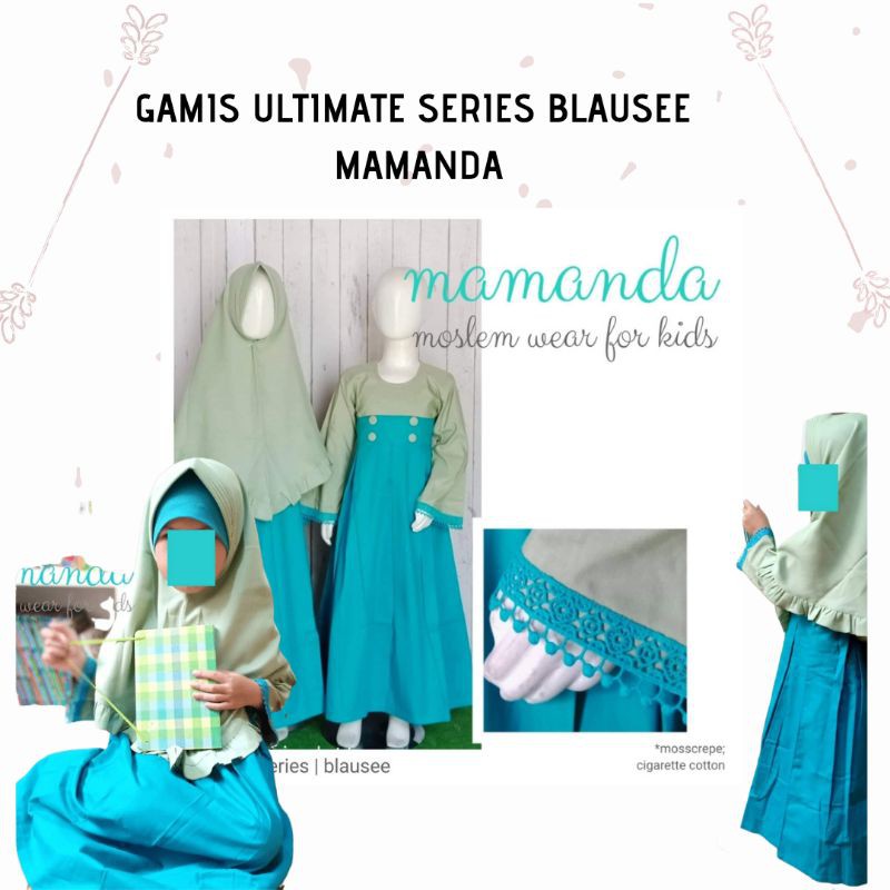 GAMIS ANAK PEREMPUAN PAKAIAN MUSLIM ANAK PEREMPUAN MAMANDA ULTIMATE BLAUSEE WARNA TOSKA 2 4 6 TAHUN