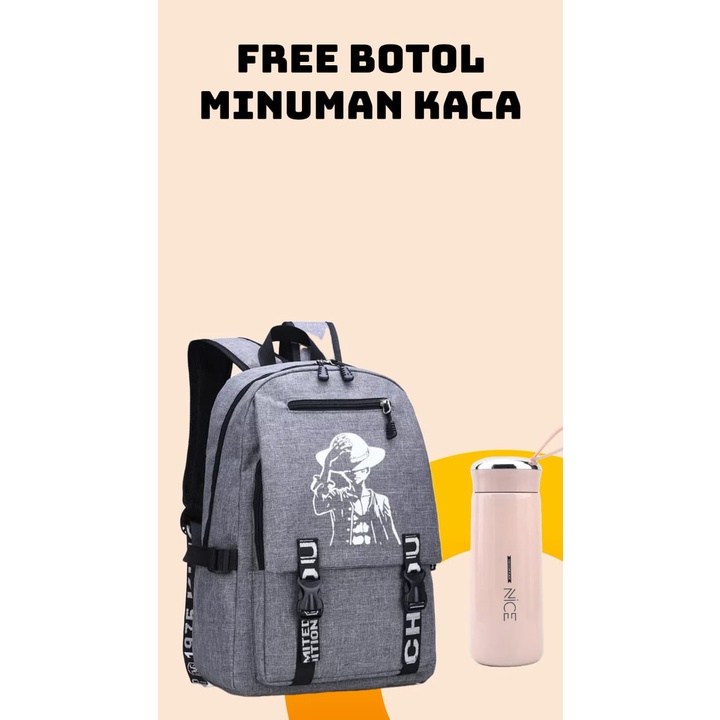 Jual Bagpack Logo Monkey D Luffy Tas Ransel Unisex Anime Piece Terbaru