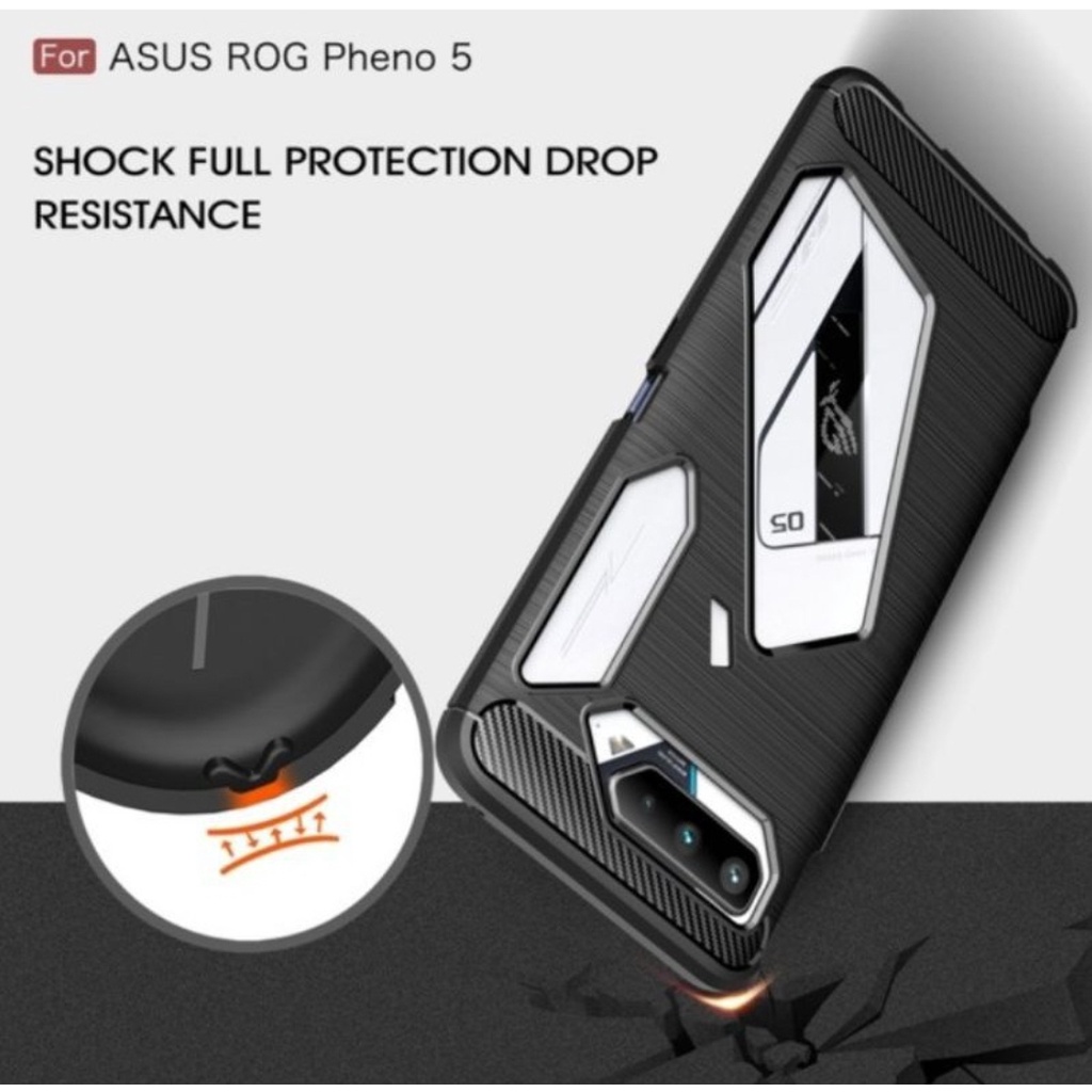 Silicon carbon fiber Rugged Armor Brushed Asus ROG 5 case cover casing