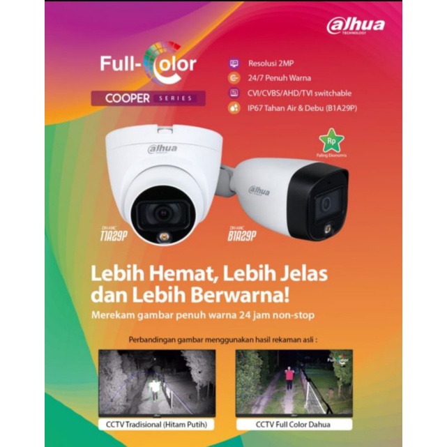 CAMERA CCTV COLORVU DAHUA 2MP 1080P INDOOR / OUTDOOR GARANSI RESMI 2 TAHUN