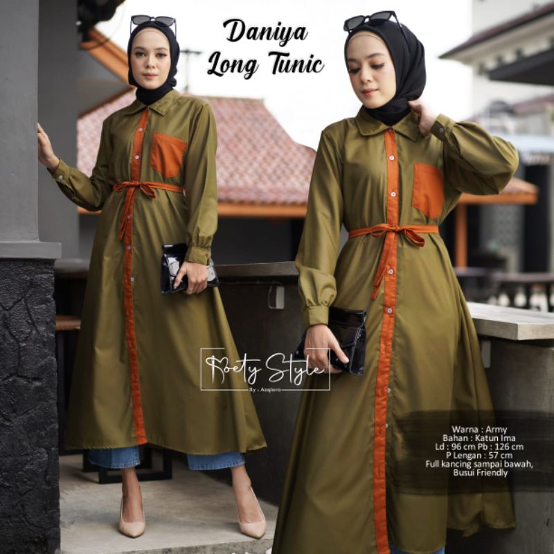 Daniya Long Tunik By MOETY STYLE | Atasan Blouse Tunik Wanita Muslim Kekinian Terbaru