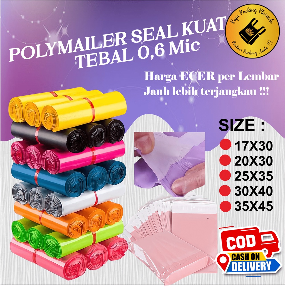 Polymailer Plastik Packing Tebal 0,6 Mic Uk 20x30, Uk 25x35, Uk 30x40, Uk 35x45 Plastik Olshop