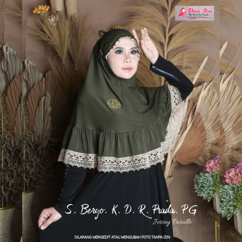 Jilbab doa ibu bergo siria kerut dahi standar rempel renda pressgold jersey varalle/parale