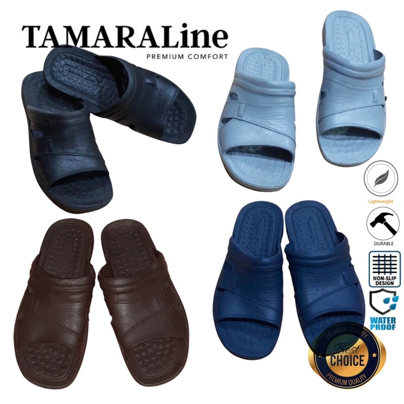 Sandal Selop Slide Slip on Karet Pria Dewasa / Remaja - TAMARALINE 132 / Bahan Premium Lentur Empuk Ringan Kuat Anti Slip Anti Air Model Sandal Casual Santai Rumah Hotel Outdoor Kamar Mandi Murah Original