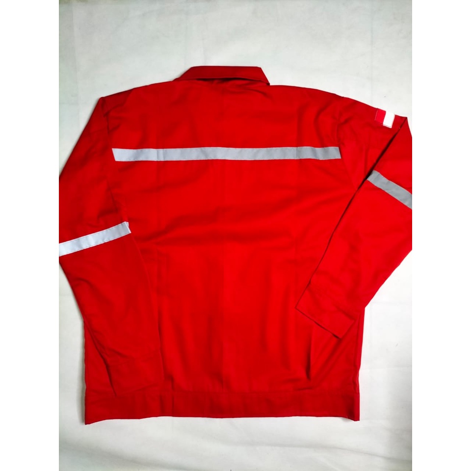 Atasan Wearpack | Kemeja Safety Baju Proyek Full Merah