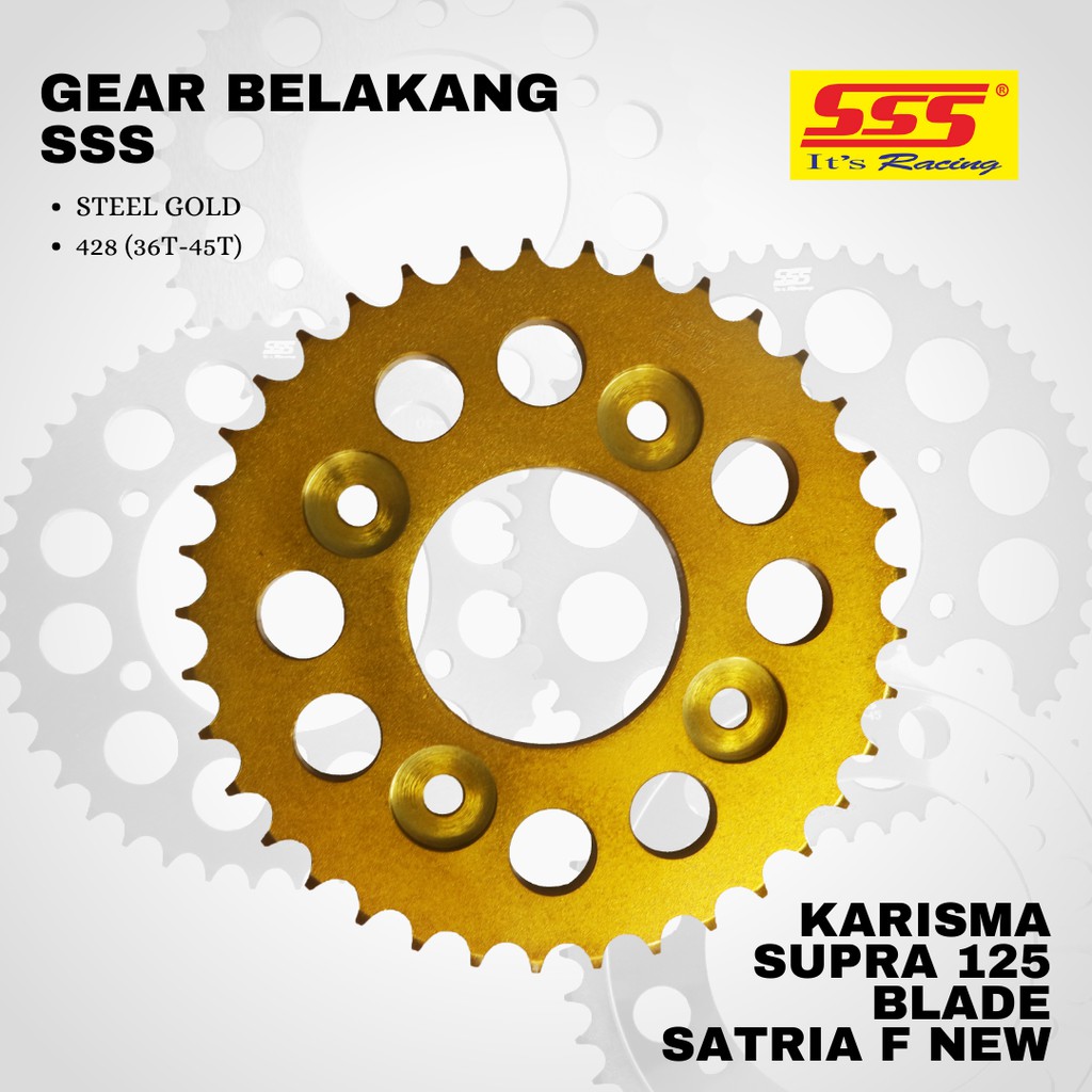 Gear Gir Karisma Supra 125 BALDE SATRIA FU NEW sss 428 36 37 38 39 40 steel gold