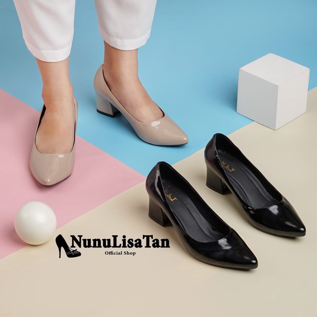 NunuLisaTan - High Heels Pantofel Glossy polos Hak tahu