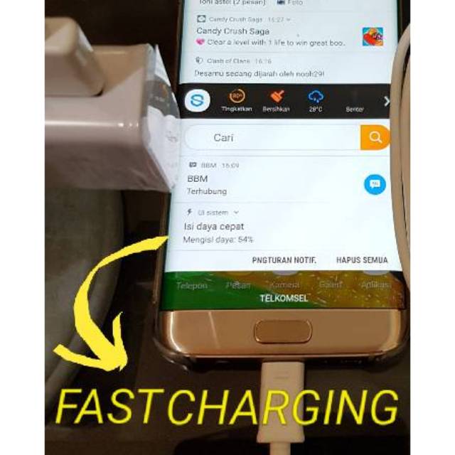 Charger Casan Samsung Fast Charging 15W Output 2A tipe Note 4 Note 5 S6 Edge S7 Edge dll Original