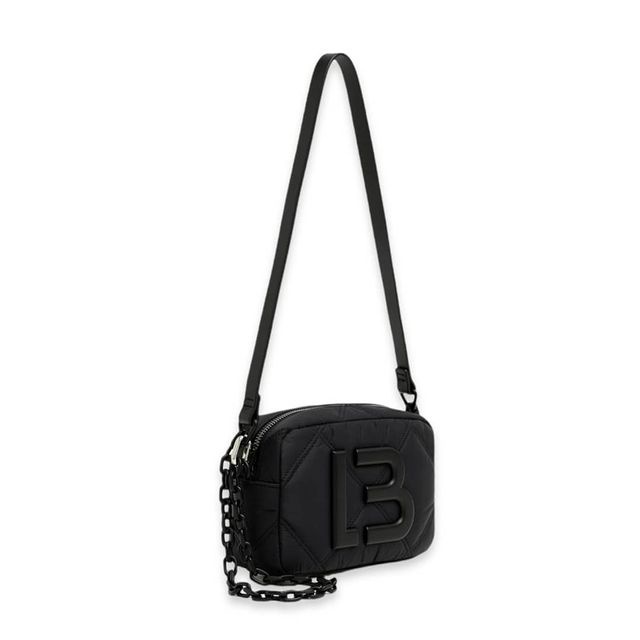 Bimba Y Lola Small Padded Nylon Crossbody Black Hardware Logo