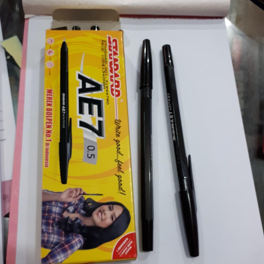KtmStore PULPEN BALLPOINT STANDARD AE-7 AE7 0.5 HITAM - LUSIN