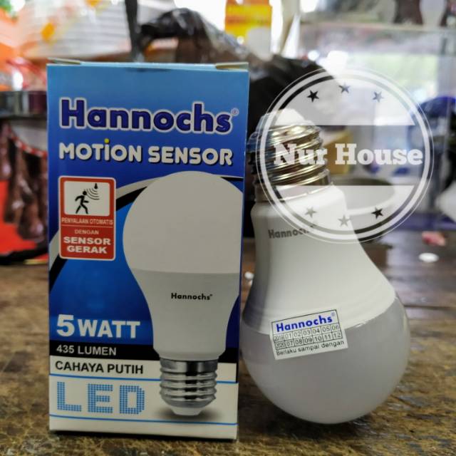 lampu led sensor gerak hannochs 5 watt motion sensor