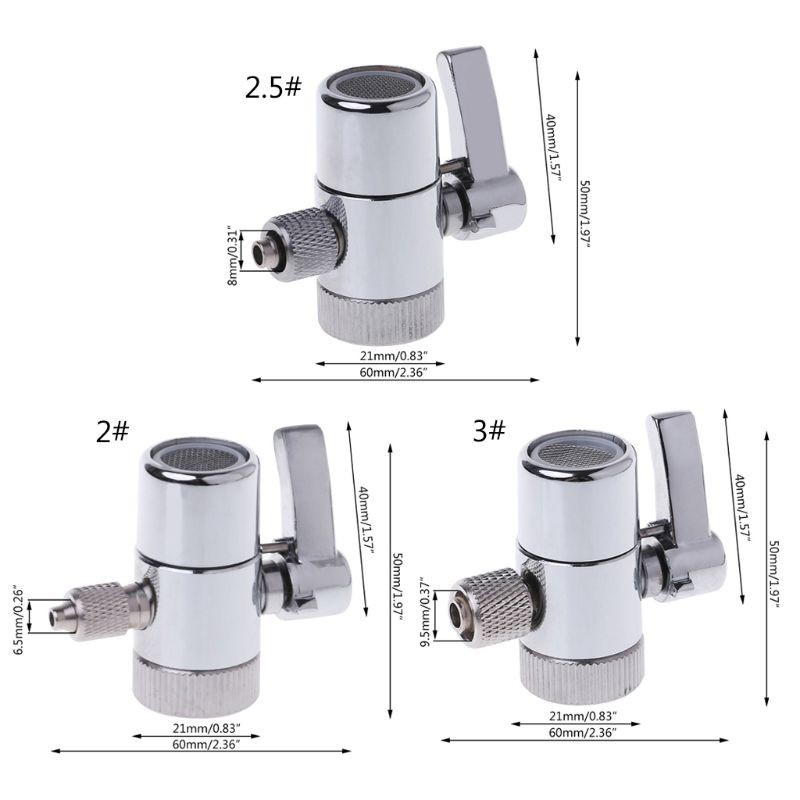 CRE  Water Filter Faucet Diverter Valve Ro System 1/4&quot; 2.5/8&quot; 3/8&quot; Tube Connector