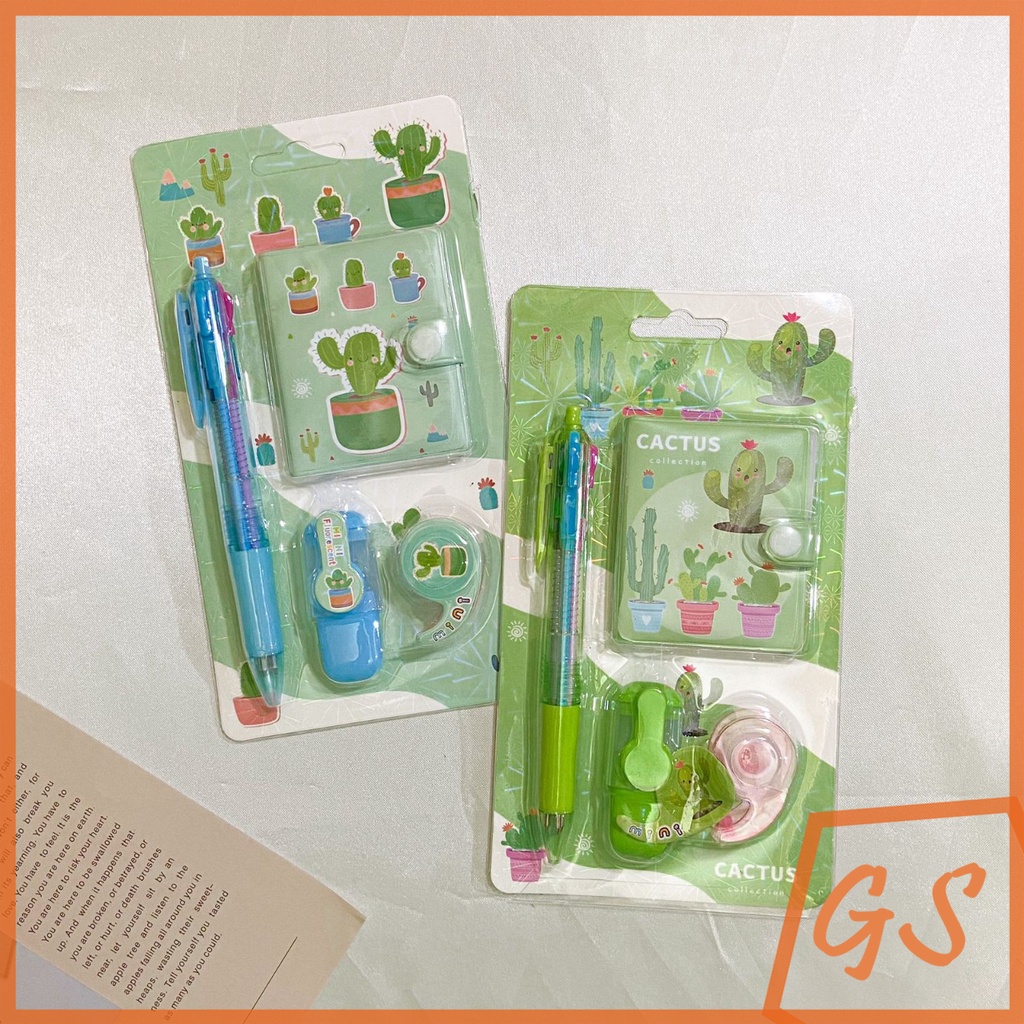 

Paket ATK 4 in 1 Gambar Kaktus / Set Lengkap Alat Tulis Sekolah Anak / Bundle Komplit Gambar Lucu Dan Murah