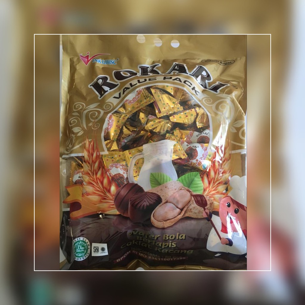 Rokari Wafer Bola Berlapis Coklat Kacang isi 80 pcs