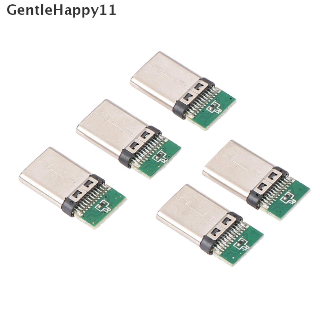 Gentlehappy 5Pcs Soket Konektor Plug Solder USB 3.1 Tipe C Male DIY Untuk PC Board