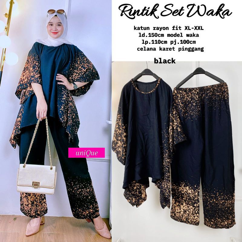 (COD SETELAN) WANITA WAKA-WAKA SEMPROT JUMBO / SATU SET BAJU DAN CELANA/ BAJU SETELAN WANITA DEWASA/ MOTIF TERBARU 2021 SELEBRAM KEKINIAN/ SETELAN JUMBO 135cm (BISA COD)