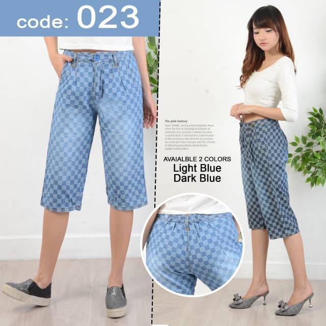 23 Celana Kulot 7/8 pendek jeans cewek wanita