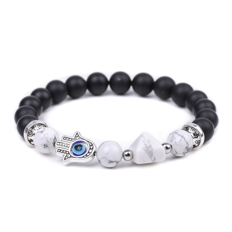 Gelang Manik-Manik Batu Alam Chakra Hamasa Rose Quartz Amethyst Tiger Eye Evil Eye Untuk Yoga