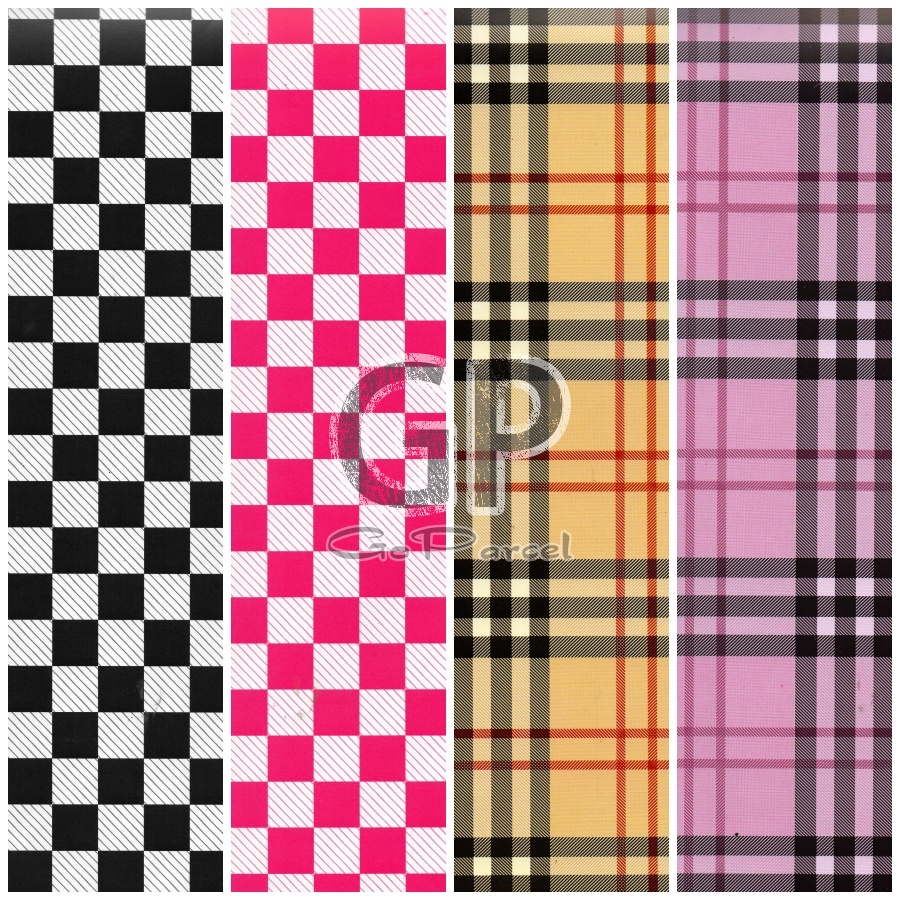 ( 5 Lembar ) KERTAS KADO SR GLOSY - GIFT WRAPPING PAPER STRIPES POLOS KAYU WOOD BRICK BATA MERAH CLASSIC VINTAGE KOTAK PINK CHECKERED KADO PRESENT RAINBOW