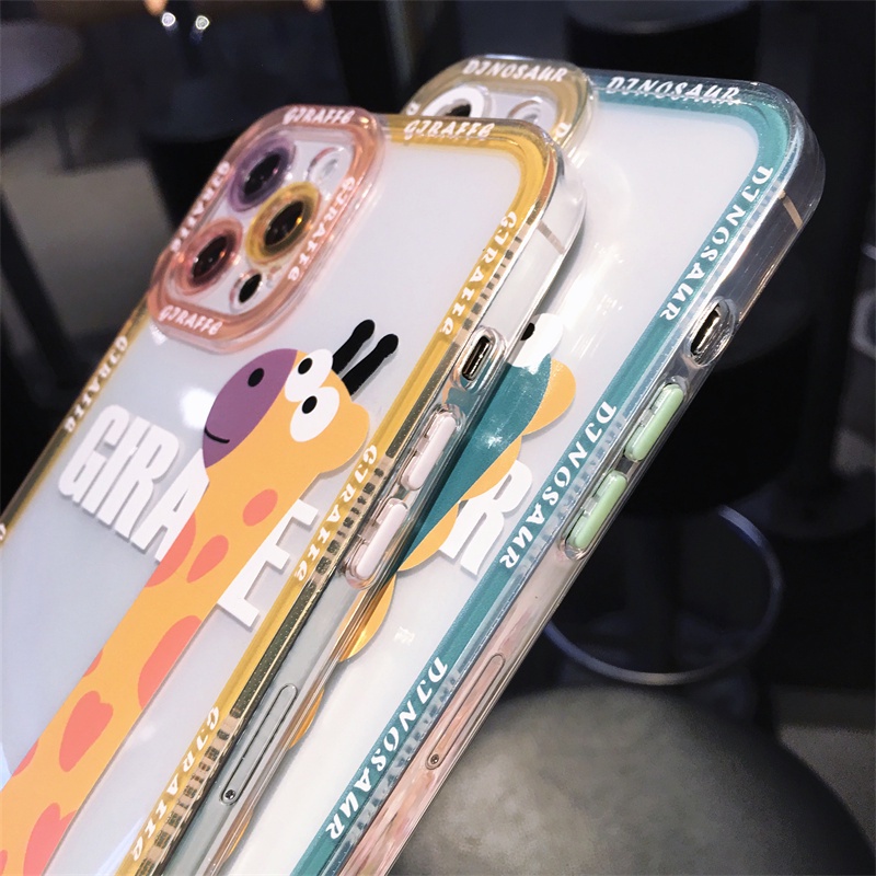 Soft case Pelindung Kamera Motif Kartun Jerapah Untuk iphone 11 pro max 13 12 pro max X Xs max XR 7plus 8plus 7 8 se2020