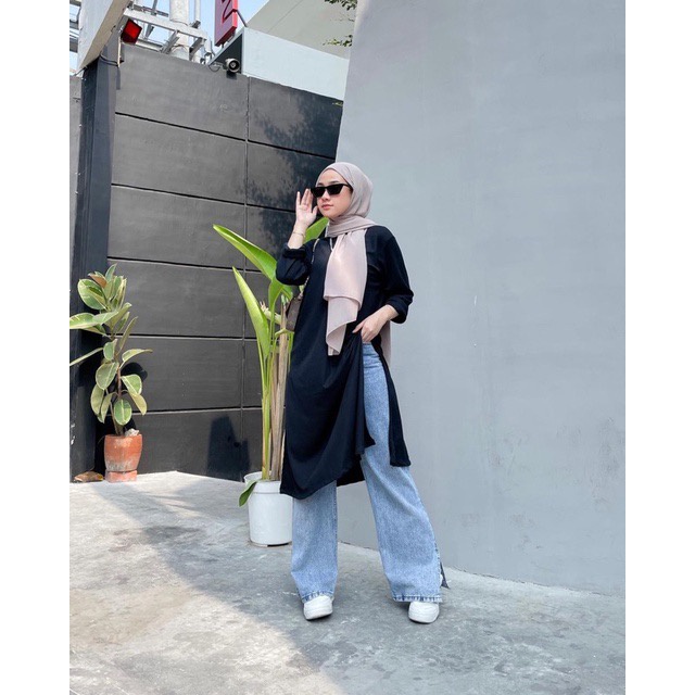 BEFAST - ZFS OOTD Wanita Dress Tunik / SYAIRA BUTTON TUNIK / Tunik Muslimah / Tunik Lengan Panjang / Fashion Wanita Hijab Terbaru / OOTD Remaja kekinian / Tunik Panjang Polos / Tunik Casual/Formal