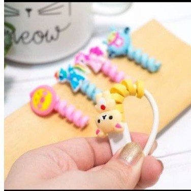 CABLE SAVER TWIST Spiral Kabel Motif Kartun Pelindung Ujung Karakter Cartoon Charger Handphone Hp