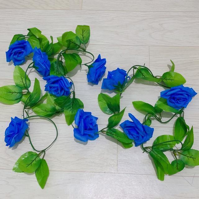 NFS357 bunga rambat dekorasi ruangan bunga Artifisial bunga palsu-Rose Biru