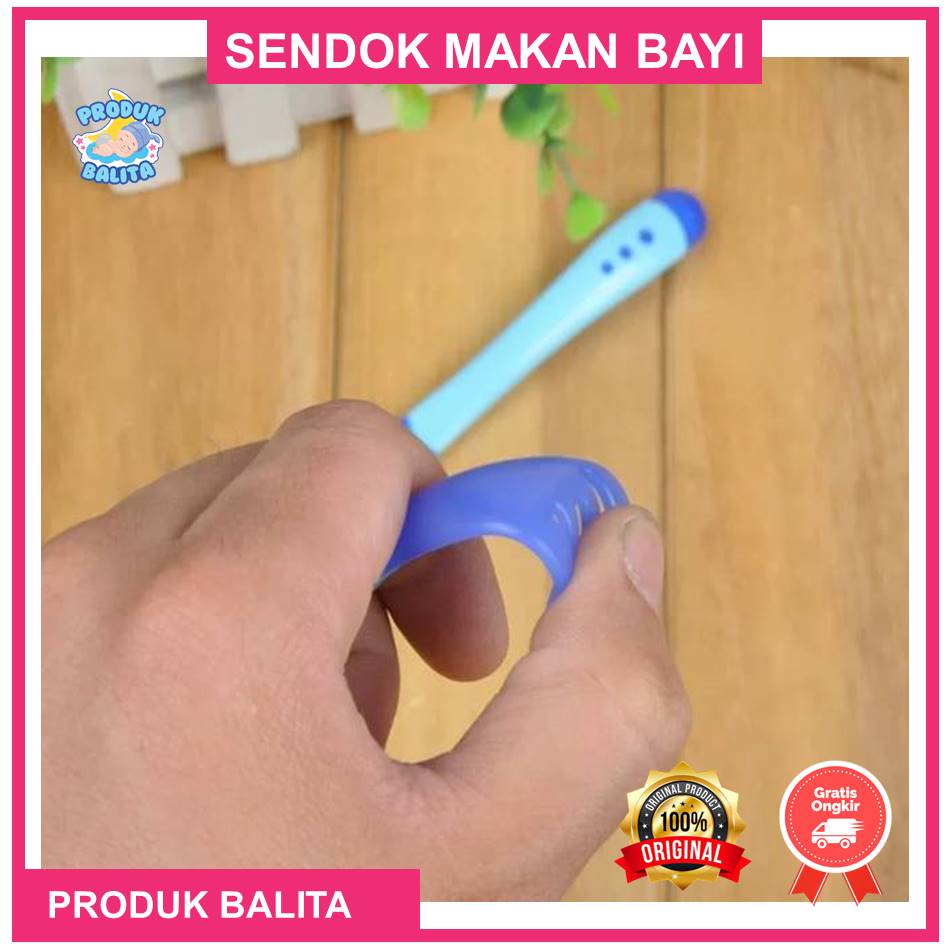 Sendok Makan Bayi Sensor Panas / Spoon Fork Set Heat Sensing Sendok Garpu makan bayi silikon Terlaris