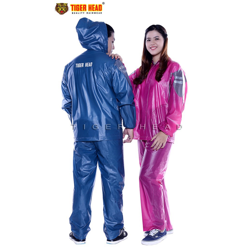 Jas Hujan Karet TIGER HEAD STRETCH AXELO 68279 Elastis Jaket Celana Setelan Tebal Pria Wanita Dewasa