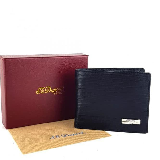 607J Dompet Kulit Import  Branded St Dupont Ssd-12 Black Top