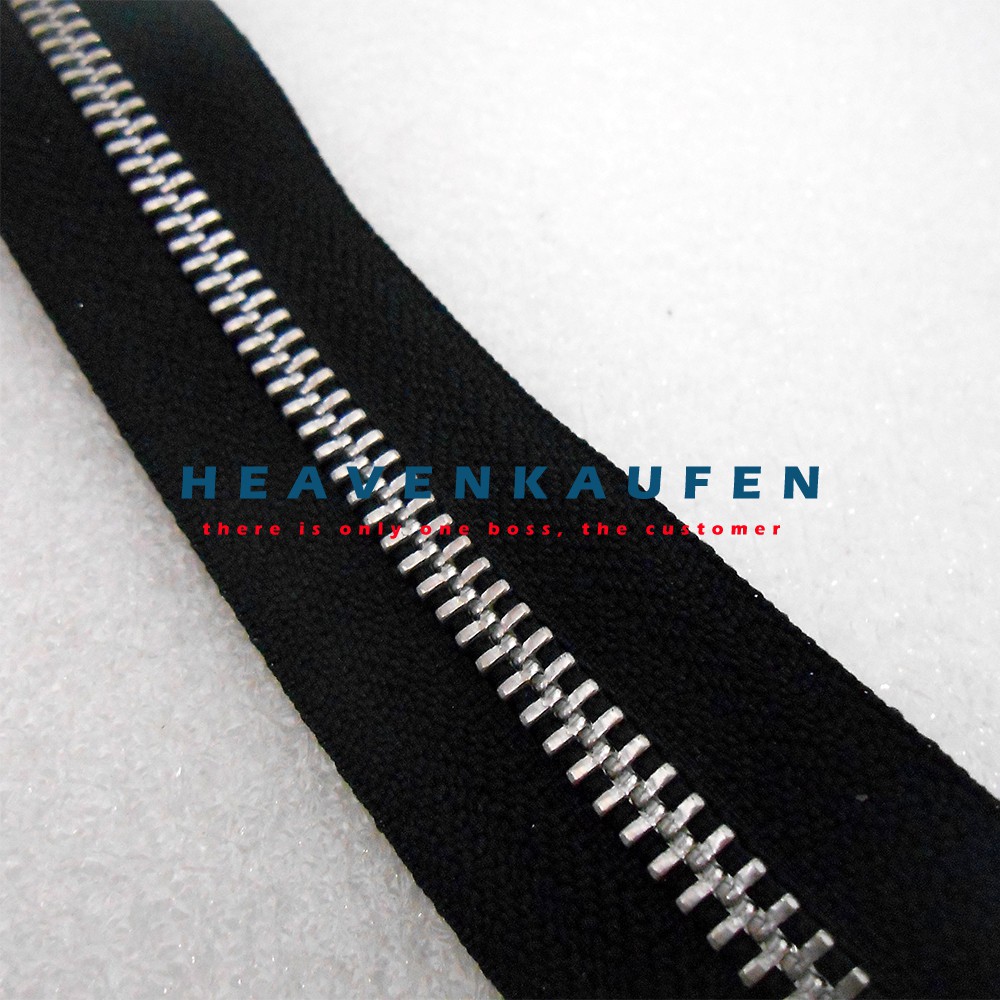 Resleting Zipper YKK Gigi Besi 40 cm / 16 inch Hitam - Silver Bolak Balik