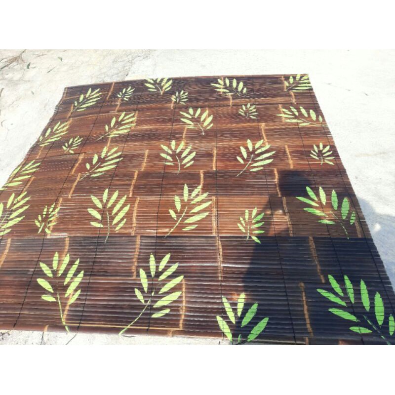 Tirai Bambu kerai Bambu Hitam 2 x 2 vernis dan motif