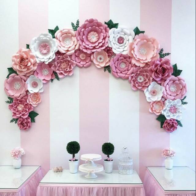 Paper Flower Backdrop Photobooth Hiasan Dinding Bunga Kertas Shopee Indonesia